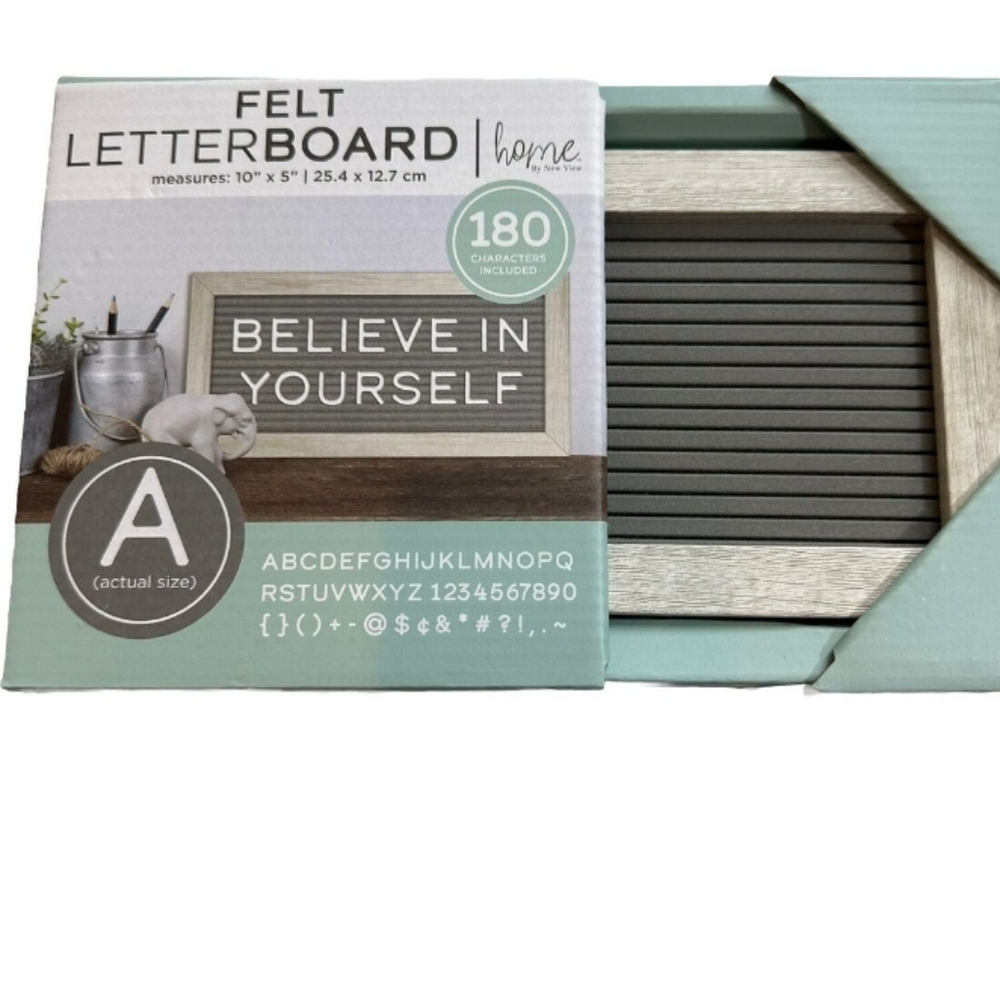 FARMHOUSE WOOD VINTAGE WHITE  FINISH  FELT  LETTERBOARD NWT